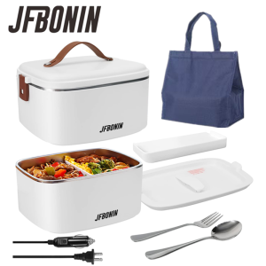 JFBONIN Stainless Steel Insulated Electric Lunch Box Portable Steaming Cooking Rice Artifact for Students Household