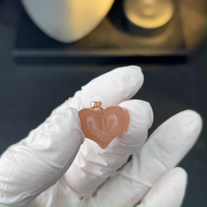 TIMESWIND Authentic Natural Orange Moonstone Heart-shaped Pendant S925 Silver Women Love Necklace for Gift with Certificate