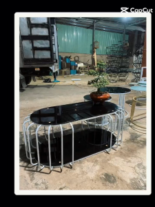 [HCM] Bàn trà sofa bàn decor ovan hình bí sang trọng hiện đại 100*50*45cm kính cường lực