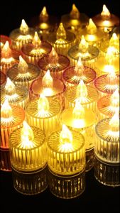 12Pcs LED Flameless Candle Lamp Candle Light with Battery Candle Tea Light Flameless Candle for Valentines Day Wedding Party Christmas Decoration