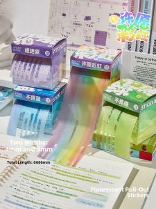 Fluorescent Pull-off Stickers Rainbow Strip Sticky Notes Transparent Learning Stationery High Aesthetic Value INS Dopaamine Colored Markers