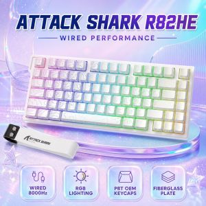 ATTACK SHARK | Attack Shark R82HE Wired RGB Magnetic Switch Keyboard 256K Scan Sampling Rate Accuracy 8K Return Rate
