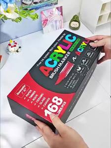 GN | 240/288 Colors Set Acrylic Paint Markers Brush Tip Professional For Rock Fabric Festival Gift DIY Art Pens With Storage Bag