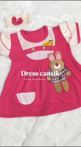 Dress bayi perempuan 0-6 bulan set bandana bayi dress bayi perempuan newborn Risyababydress