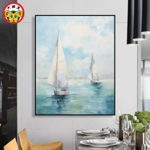 FENGHONGTAO | Sailing Boat Scene Digital Oil Painting DIY Coloring Home Decorative Hanging Picture