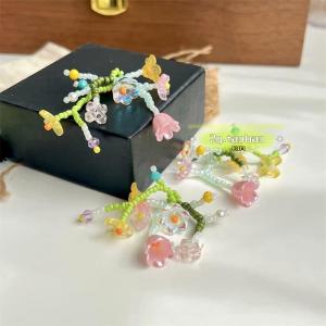 สร้อยคอ ต่างหู DIY พร้อมจี้ดอกไม้หลากสีสันทำมือ เครื่องประดับแฟชั่นสำหรับโทรศัพท์มือถือและกระเป๋าสะพายข้าง