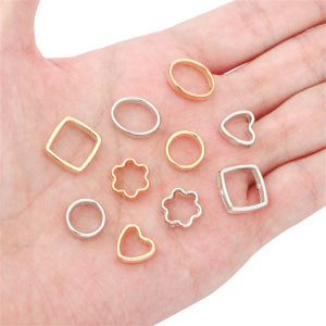 50pcs Plastic CCB Love Heart Flower Square Oval Circle Frame Beads Spacer Connectors For DIY Necklace Bracelet Earrings Pendants Jewelry Making Accessories