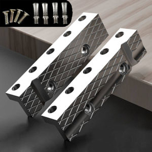 2 Pcs Vise Jaw Pads For 6/7/8 Inch Magnetic Vice Jaw Pads Steel Jaw Clamp Protector for Woodworking Jewelry Making Plumbing
