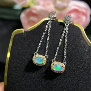Montagne Jewelry Sterling 925 Silver earring for women Elegant Design Fine Jewellery Natural Gem 4x6mm Opal Earring Stud Earrings
