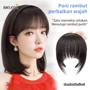 MELEDE Wig Poni Rambut Palsu Model Tulang Ikan / Bando Kepang Berponi / Warna Yang Tersedia / Dekorasi Bentuk Wajah