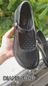 New Womens Black Shoes Fashionable Trendy Student 5CM Thick Sole Waterproof Non-Slip Rubber Work High-Quality Korean Style Round Toe Blackshoes 0145523