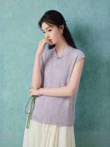 XIANGYING | National Style Knitted Tank Top Thin