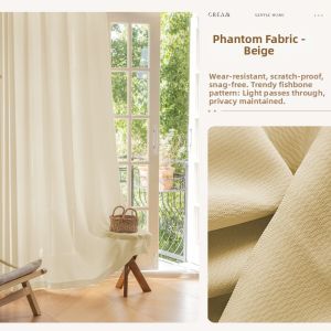 SHELIANKE | Beige Sheer Curtain for Living Room Balcony Bedroom Light Filtering