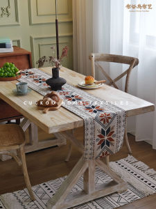 Vải Trang Trí Bàn Ăn Hình Chữ Nhật Dày Thêu Họa Tiết Dân Tộc Vải Trang Trí Phòng Khách Chống Bụi Vải Trang Trí Bàn Trà