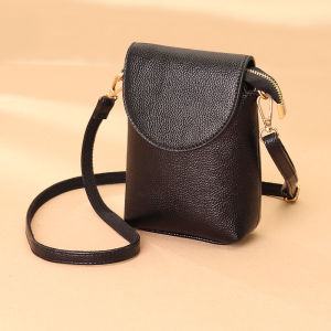 Trendy Leather Crossbody Phone Bag Womens Mini Vertical Fashionable Handbag Multi-Functional Compact Mobile Phone Case
