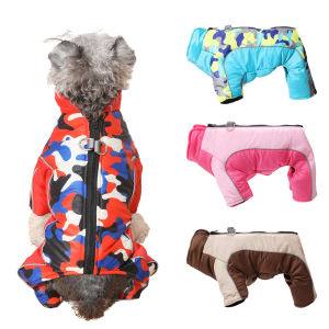 Windproof Pet Jacket Coat For Small Medium Dogs Cats Winter Warm Dog Jumpsuit with D-ring Reflective Cat Clothing Bulldog Pug