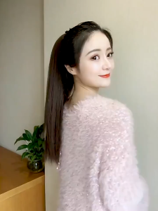 45CM ponytail tied wig extended ponytail wig straight ponytail wig heat-resistant synthetic fiber easy to wear and care for invisible seamless fluffy natural and comfortable to wear for a long time