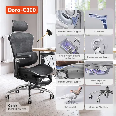 [ 5 Years Warranty ] SIHOO Doro C300 Ergonomic Office Chair with Footrest 6D Armrest Heavy-duty Gaming Chair S-Shaped Backrest Computer Chair Gaming Chair for Study 西昊人体工学椅