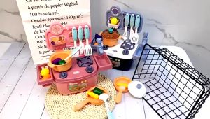 【Ready Stock】Kids Pretend Play Kitchen Playset Kitchen Water Sink Toys Girl Boy Cookware Game Set Electric Circulation Toy