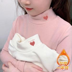 เสื้อชั้นในเด็กผู้หญิง ขนแกะสองหน้า อบอุ่น แขนยาว คอกลม สำหรับฤดูใบไม้ร่วงและฤดูหนาว เสื้อผ้าเด็ก เสื้อผ้าเด็ก