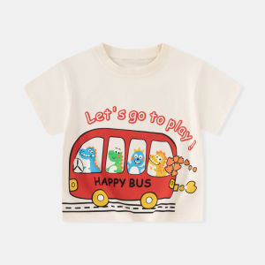 be top | Summer Bus Dinosaur Pattern Boy T-shirt