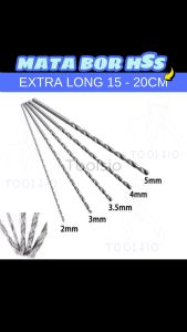 Mata Bor HSS Alumunium & Kayu: Panjang 150mm, Diameter 2-5mm