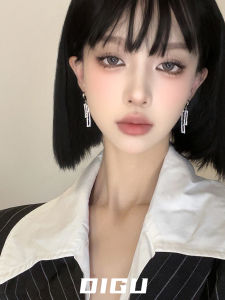 Elegant Double Layer Rectangle Geometric Long Hoops Diamond Embedded Fashion Earrings Womens Alloy Mounted Artificial Gem Stones