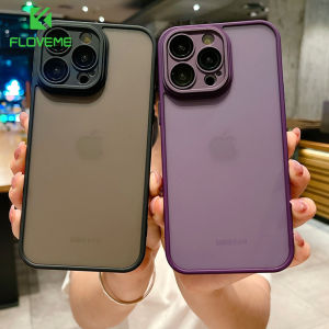 FLOVEME Matte Transparent Skin Feel Phone Case For iPhone 14 13 12 11 Pro Max 14 Plus With Camera Lens Film Protection Solid Color Frosted Hard PC Shockproof Back Cover For iphone 14 13 12 11