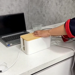 [ANM TRADING] Kotak Organizer Cable Tutup Kayu Charger Cable Management Box Wooden