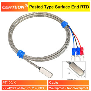Surface Temperature Sensor PT100 or K-Type Thermocouple Adhesive Probe High-Temperature Industrial Surface Sensor