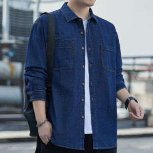 Áo Khoác Denim Cotton Nguyên Chất Dáng Rộng Mùa Xuân Thu Cho Nam Áo Khoác Ngoài Thường Ngày Phong Cách Hàn Quốc Thời Trang Mới 2025