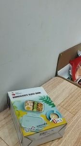 hộp thủy tinh chữ nhật 1 ngăn 1040ml xanh cốm hồng  xanh dương - chịu nhiệt chống tràn - mang cơm - hộp đựng thực phẩm