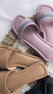 Sendal Wanita Teplek Qila Kekinian Sandal Flat Kulit Sintetis Double Foam Lembut NonSlip Korean Look