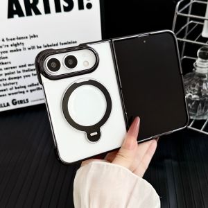 szhaiyu | Luxury Electplating Magnetic Phone Case For iPhone Duo With 360° Rotate Stand Holder With Lens Protector Wireless Charge Cover