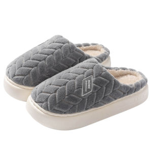 Dép Bông Lót Lông Cừu Dày Mùa Đông Cho Nam Nữ Đi Trong Nhà Chống Trượt Dép Lười Thoải Mái Đế PVC Màu Trơn Dép Đi Trong Nhà