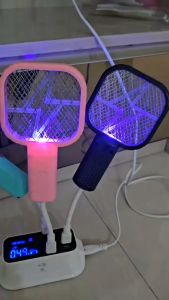 USB Rechargeable Portable Electric Mosquito Swatter - High-Power Insect Killer Racket with LED Light