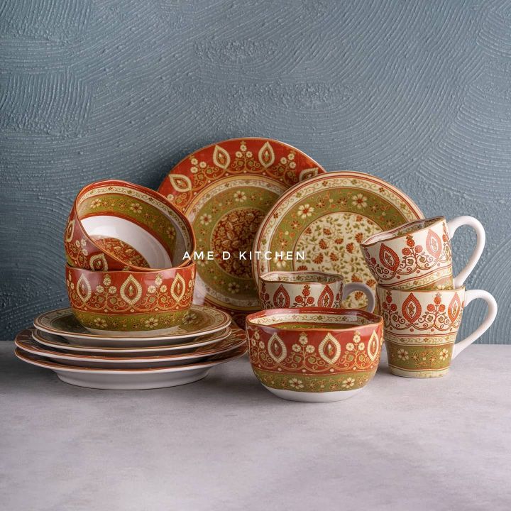 Dinner set sango motif batik coklat 12 pcs Lazada Indonesia