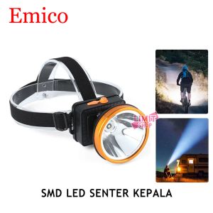Emico Senter Kepala SMD LED 20W & 35W Rechargeable Outdoor Waterproof Anti Air Hujan LED Headlamp Super Terang warna cahaya Putih White & Kuning Warm White