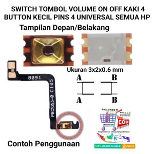 Tombol Power Volume On Off Switch 4 Kaki Gold Hp All Android