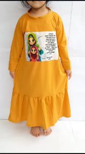 BAJU GAMIS ANAK PEREMPUAN PAKAIAN MUSLIM UMUR 1-10 TAHUN KAKI KERUT PRINTING PESAN UMMI