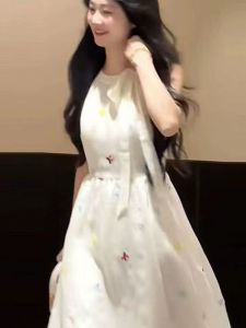 Váy Dài Không Tay Kiểu Pháp Ngọt Ngào Thắt Nơ Hoa Váy Dài Mùa Hè Váy Dài Ôm Sát Váy Dài Mềm Mại Váy Dài Ngọt Ngào