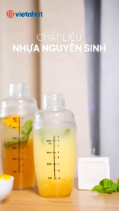 Bình pha chế việt nhật 600ml bình lắc shaker nhựa chia vạch bình pha chế coctail trà sữa cao cấp