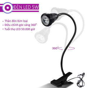 Đèn dọc sách và học tập Led 5W-220V Loại kẹp đa năng Ánh sáng chiếu rọi điểm - T008