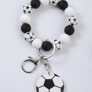Cartoon Ball Beaded Wrist Keychain Basketball Football Volleyball Pendant Sporty Fashion Bag Charm Decor Gift