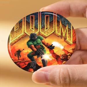 Shooting game D-Doom E-Eternal popular Soft Button Pin Round Metal Badge Lapel Pin Parts Gift Friends Kid Jewelry