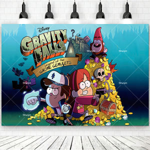 Beast Kingdom | Cartoon Gravity-Falls Backdrop Kids Birthday Decorations Party Supplies Boy Baby Shower Banner Background Photo Shoot Props Gift