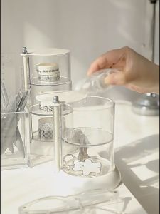 Inaso Kotak Perhiasan Putar Transparan Tempat Penyimpanan Box Bulat Anti Debu Rak Organizer Aksesoris Akrilik Toples Kalung Cincin Multifungsi HSB673