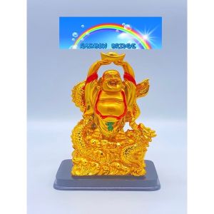 LAUGHING BUDDHA w/DRAGON  (New-Gold) #No.T-2996-2 #SIZE: H16cm  #881