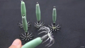 เบ็ดเกี่ยวปลาหมึกเรืองแสง 12/16/25/35ก ปลอกกระดอง เหยื่อแข็งเข็มสแตนเลสฟลูออเรส ตกปลาเรืองแสง