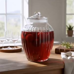 Bình Thủy Tinh 15L Kiểu Bí Sọc BS15L - Hũ Ngâm Rượu Đựng Nước Trái Cây Thủy Tinh Dày Dặn